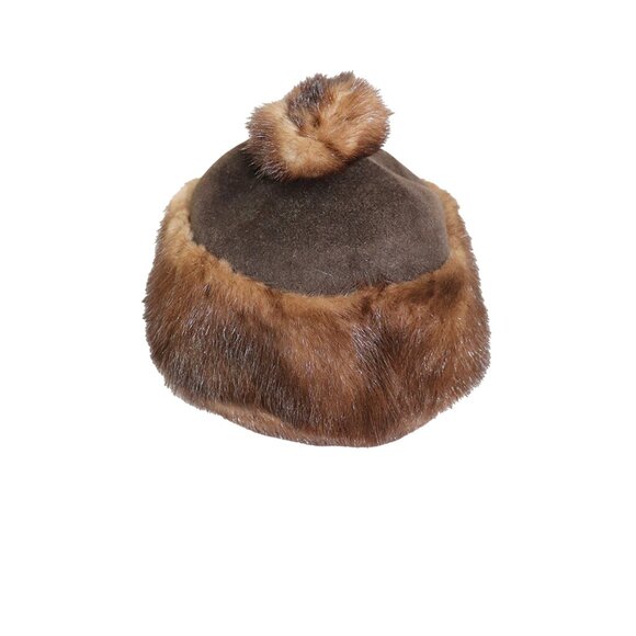 Vintage Fur Beret PomPom Winter Hat - Picture 4 of 5
